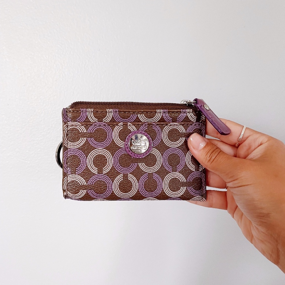 Coach Purple Leather Emblem Coin Purse